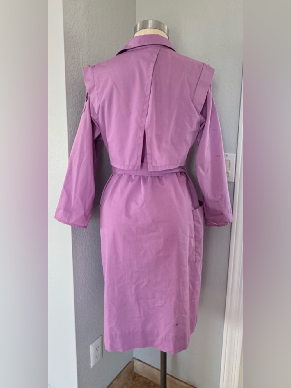 Vintage Painting Smock Petrona USA Made Button Dress Tie Belt 2 Pockets - Picture 3 of 14